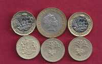 Inglaterra  6  moedas  2  Pondes  e  1  Ponde  (libras) datas diversas