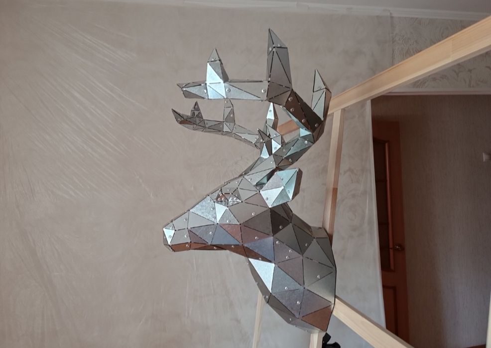 Figura Rzeźba stalowa Głowa Jelenia LED diy dzika przyroda