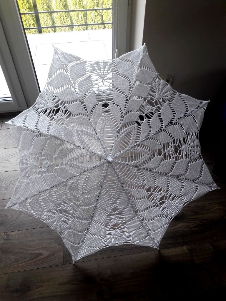 Nowy parasol szydelko parasolka koronka komunia  ślub wesele sesja