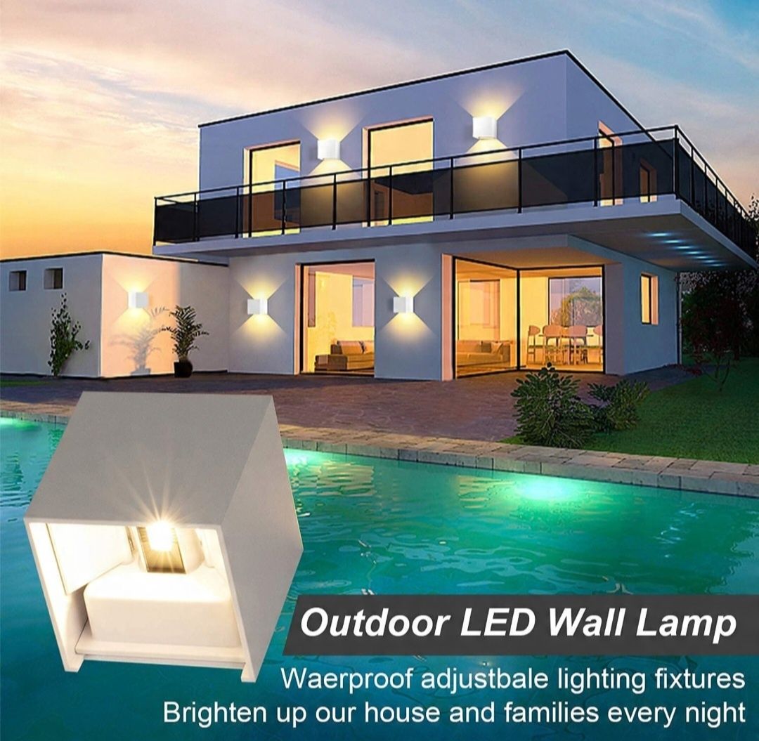 LEDMO 8 Sztuk 12W LED Lampy Ścienne Regulowany Kąt Biały 3000K IP65