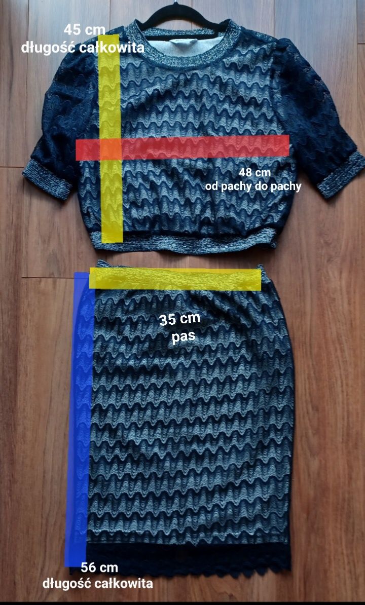 Elegancki komplet spódnica ołówkowa i bluzka w stylu crop top Roz. M