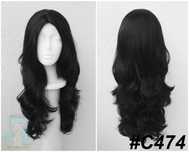 Yennefer Wiedźmin czarna peruka z przedziałkiem falowana cosplay wig