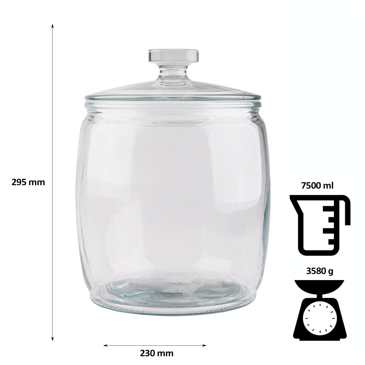 Pojemnik słój szklany ze szklaną pokrywką 7,5 l - 7500 ml