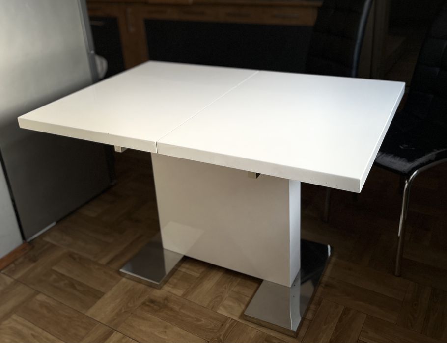 Stół rozkładany 120-160/80/75,5 biały plus krzesła