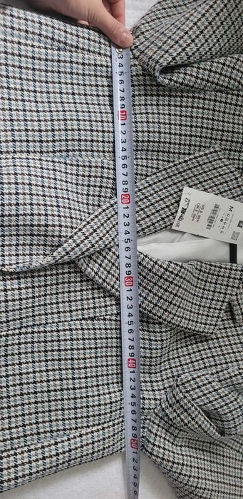 marynarka w pepitkę Zara M 38 vintage nowa poduszki na ramionach