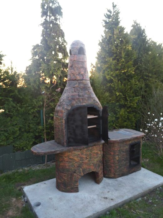 Piękny DUŻY GRILL Z WĘDZARNIA ! grill betonowy 3w1 Gw4