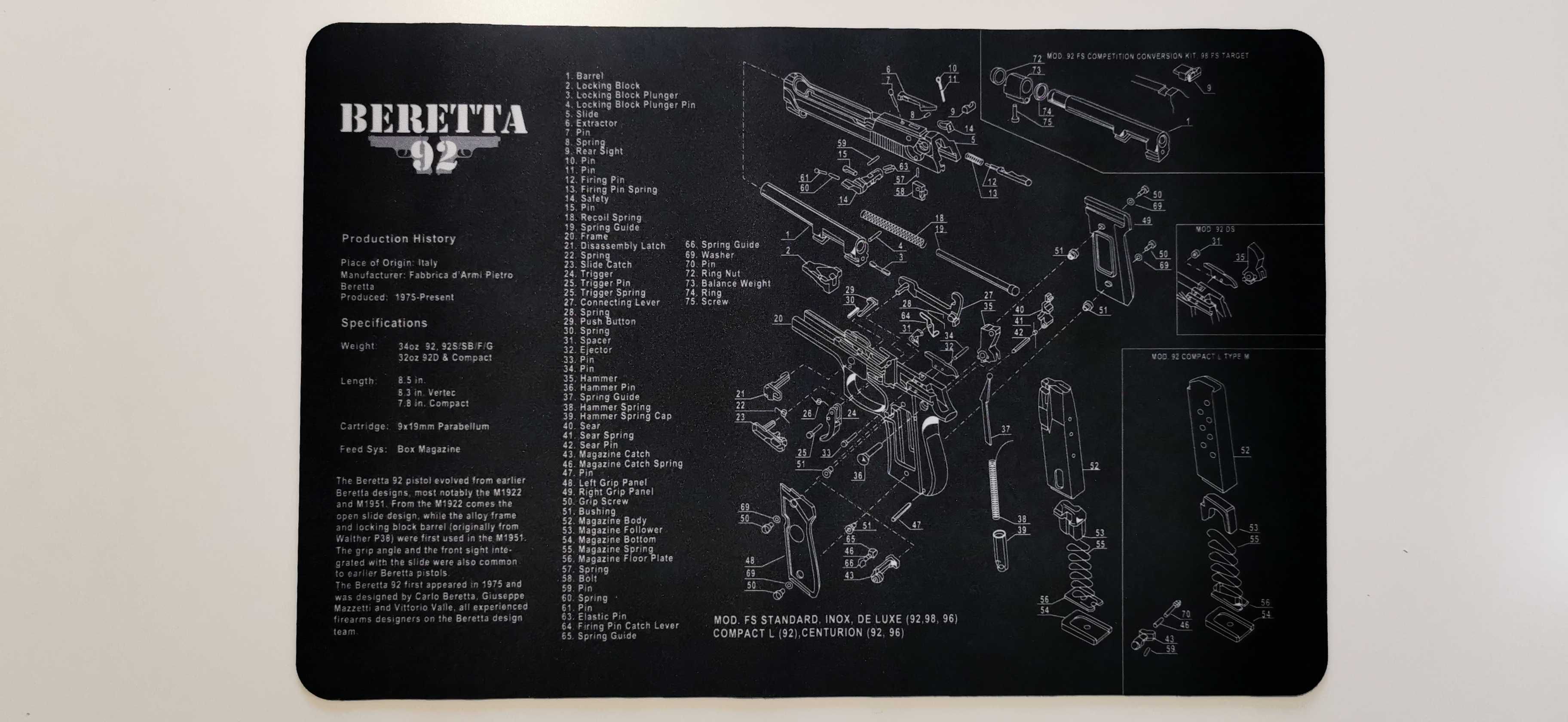 Mata do czyszczenia broni Beretta 92 podkładka