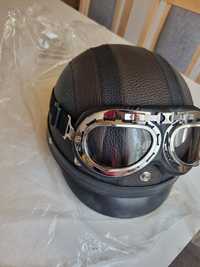 Kask retro z goglami nowy