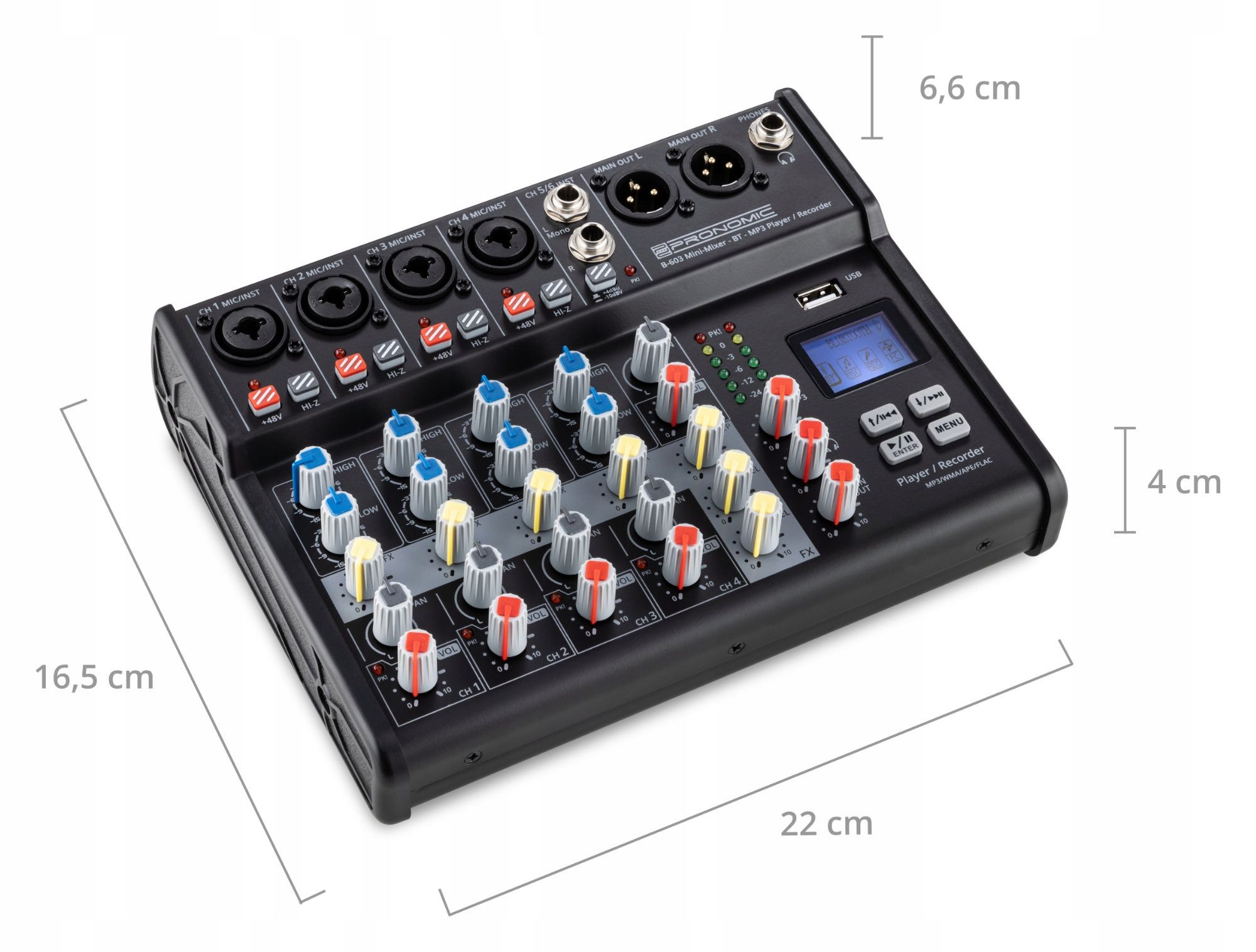 Mini Mikser Audio Pronomic B-603 Bluetooth 6-Kanałowy