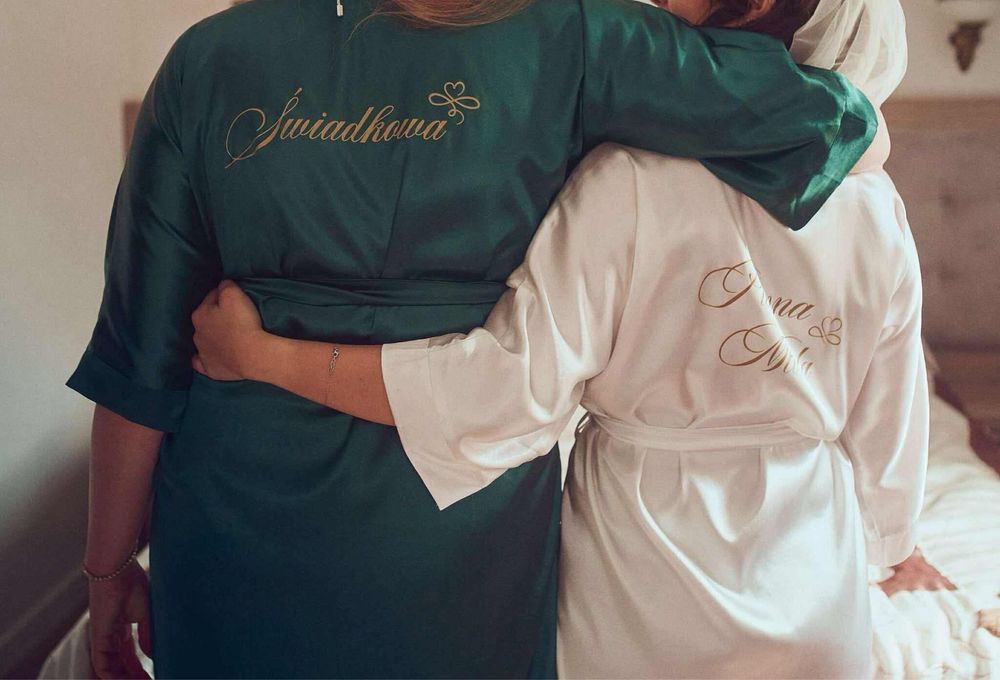 Komplet dwóch szlafroków panna młoda świadkowa wesele