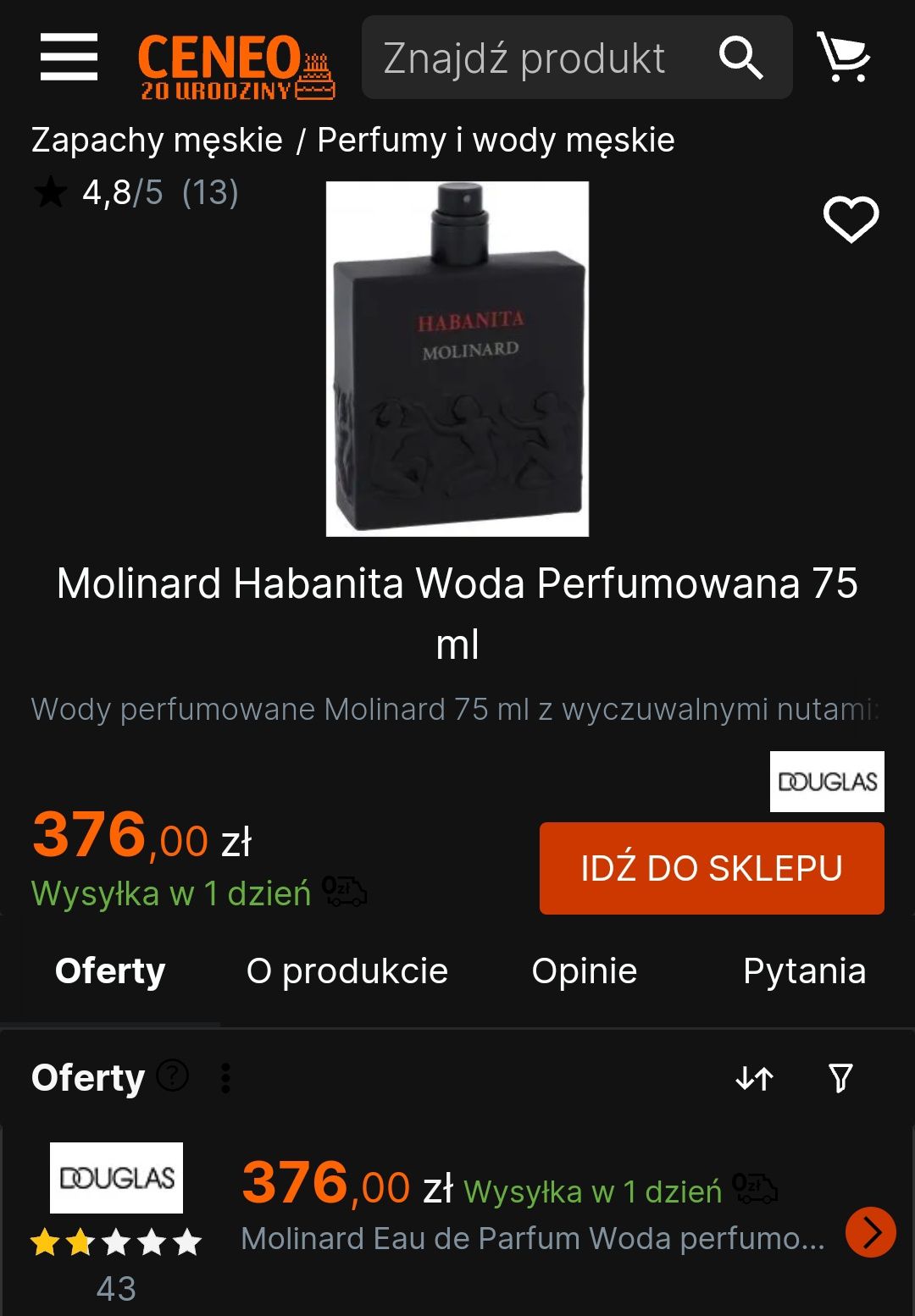 Orginał:Molinard Habanita La Cologne/Woda toaletowa damska 75 ml
Woda