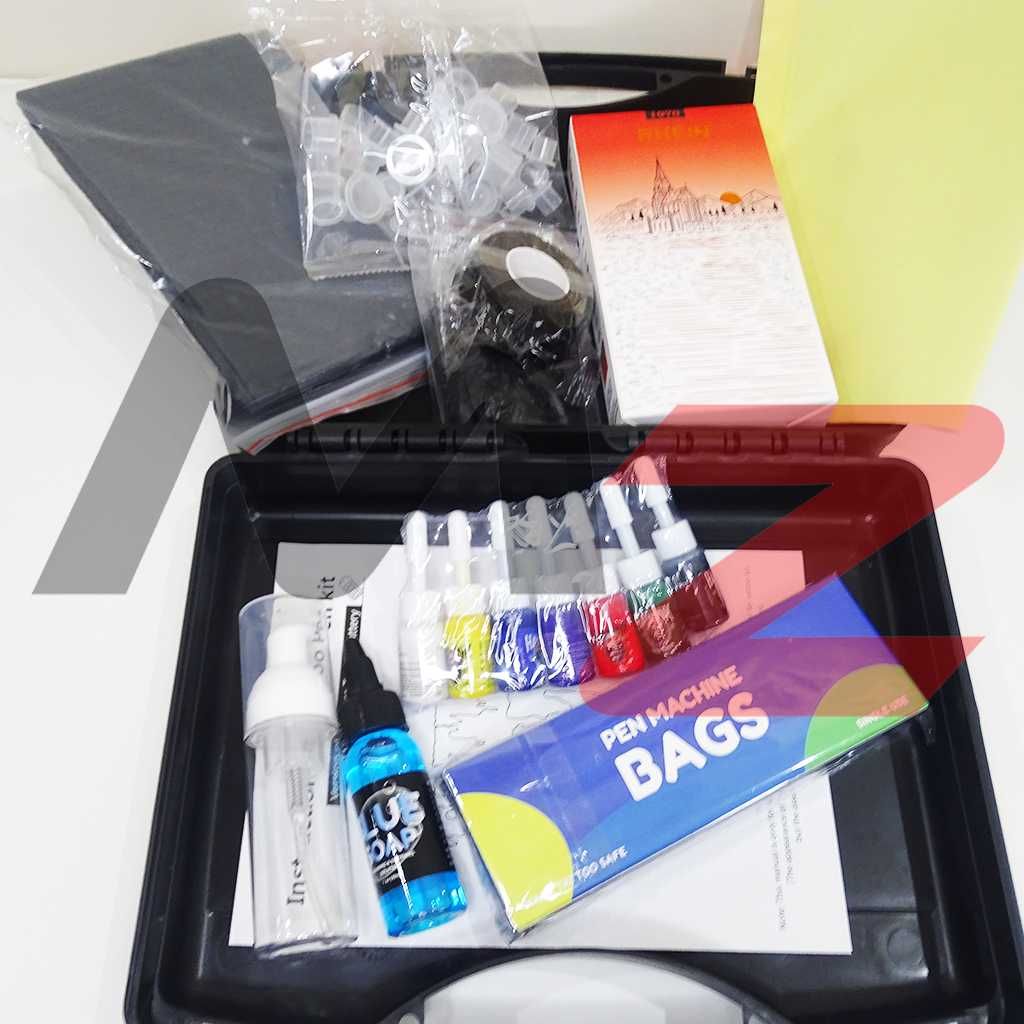 Kit Tatuagem Tattoo Máquina Rotativa a Bateria Mala Tintas Acessórios