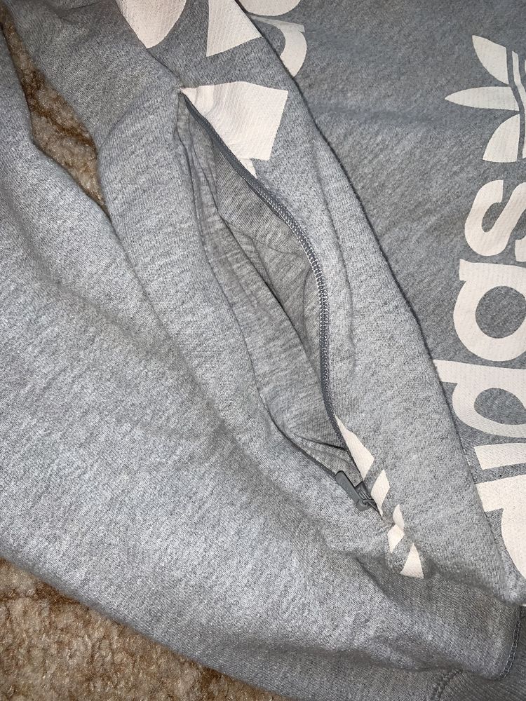 Серый винтажный  оригинальный свитшот кофта худи adidas адидас адик