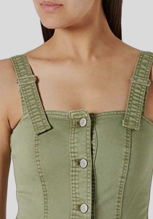 Джинсовый сарафан Esprit на пуговицах цвета хаки, р. XL