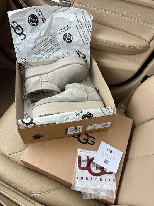 Уггі UGG Ultra Mini Platform Light Grey Угг 5 см (36-40)