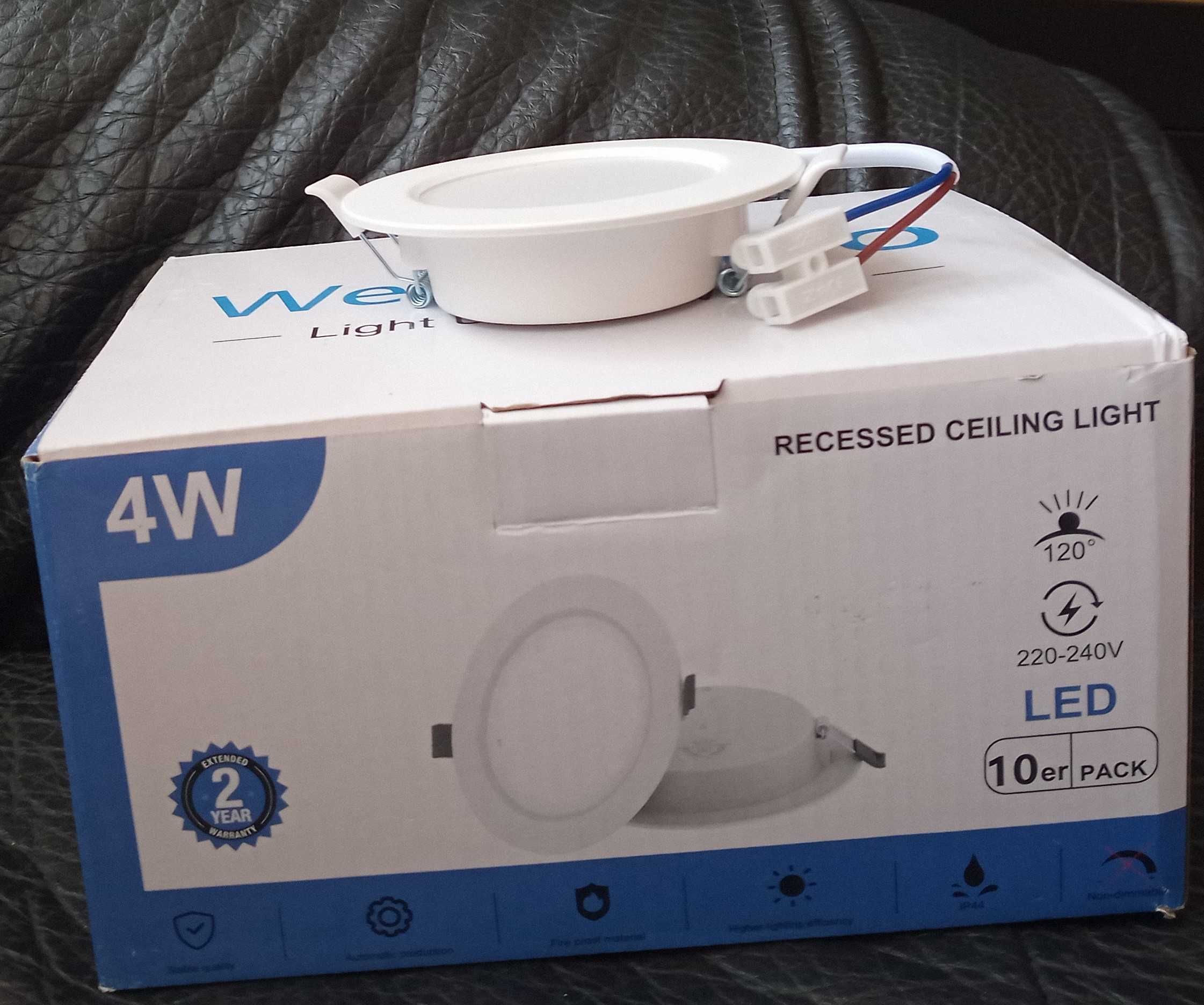 Oczko sufitowe LED podtynkowe 4000K miękka biel 4W wodoodporne 10 szt.
