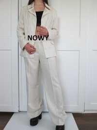 Mango garnitur ze spodniami spodnie żakiet beżowy 44 XL XXL NOWY