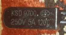 Термостат біметалічний 5A 250V  120 грд.С