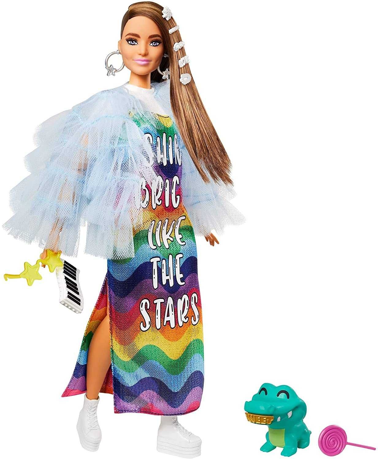 ОРИГИНАЛ! Кукла Барби Экстра в радужном платье Barbie Extra Style #9