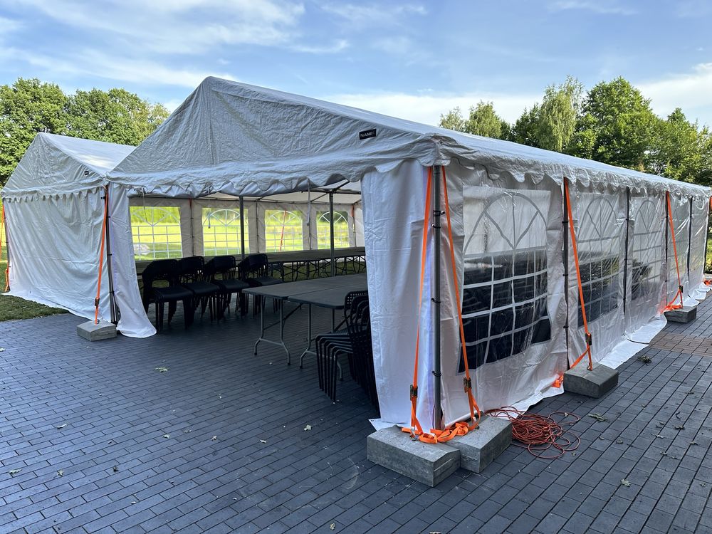 Wynajem namiotu imprezowego 4x4 4x8 4x12 5x10 podłoga stoły krzesła