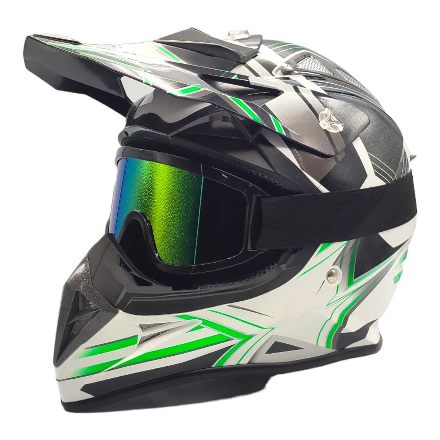 Kask Crossowy Enduro Quad ATV + Rękawice + Gogle