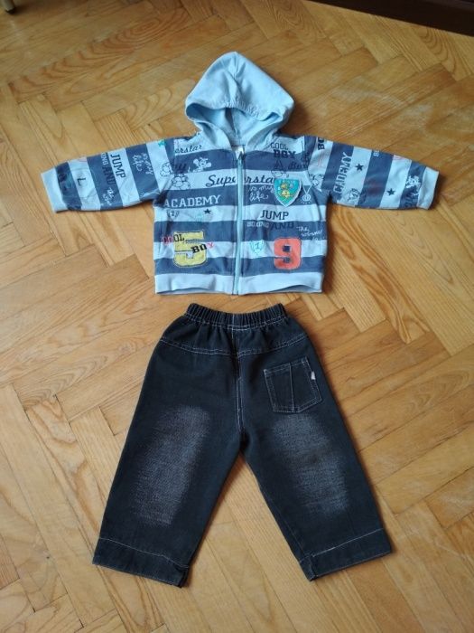 Кофта кенгуру на молнии с капюшоном и джинсы, комплект костюм джинсовы