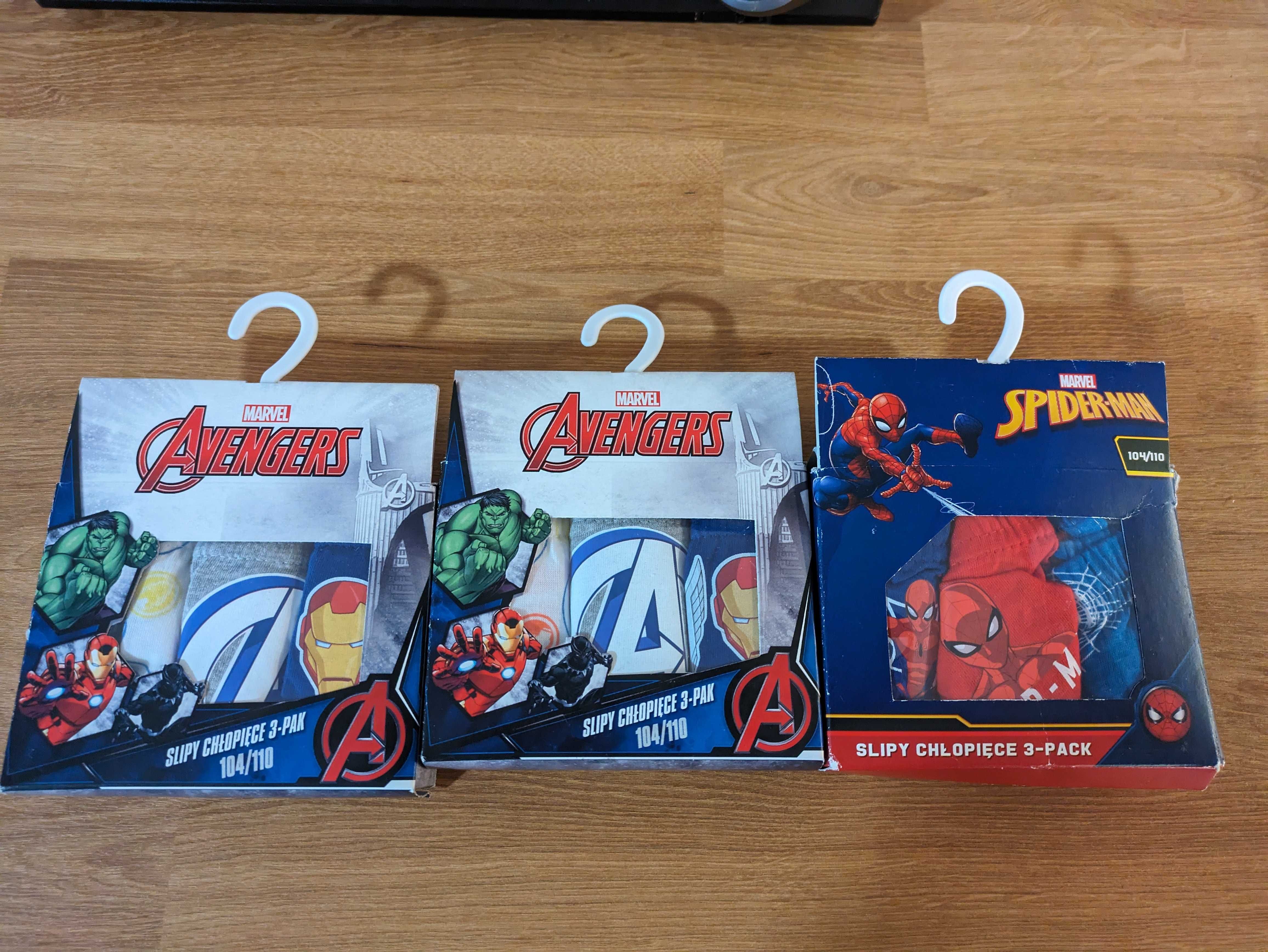 Marvel, Spiderman, Avengers slipy 9 sztuk nowe 104/110