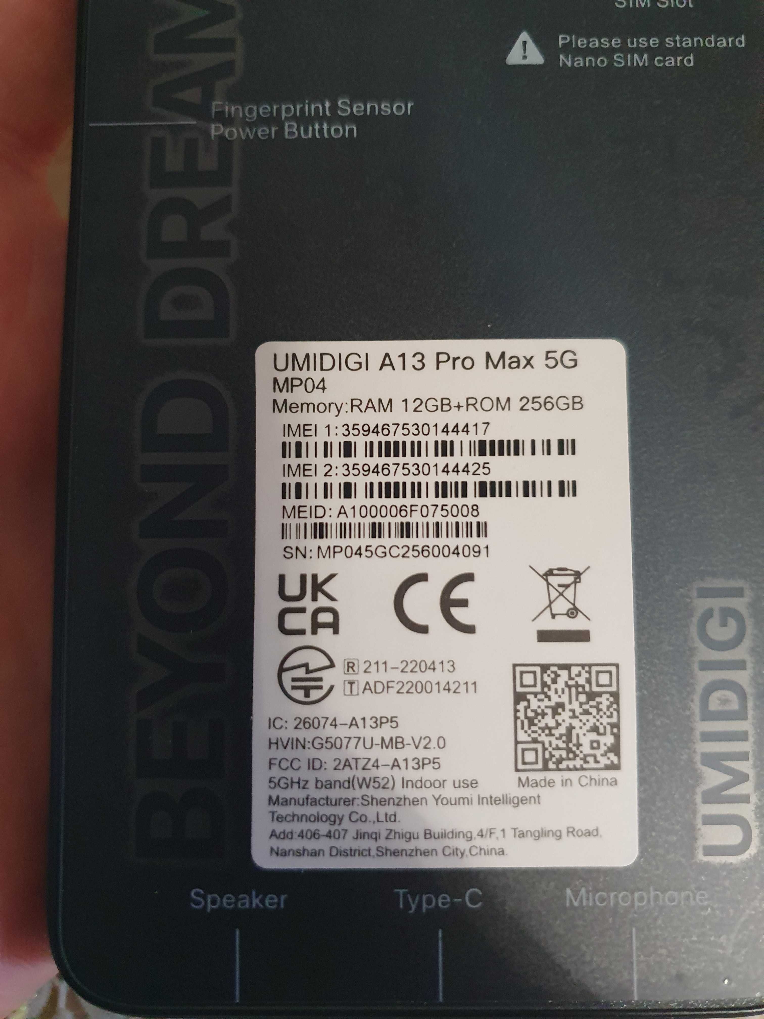 UMIDIGI A13 Pro Max 5G 12Gb ram/256 gb jak nowy genialna specyfikacja