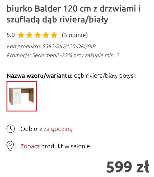 Biurko Balder - Black Red White