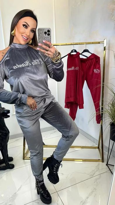 Dres Lola Bianka dres welurowy szary