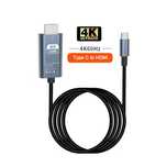 Kabel 2m USB-C do HDMI - Jakość 4K/2K/FHD - Szaro Czarny Przewód 200cm