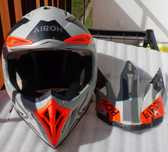 Kask Airoh Aviator Ace 2 Ground Grey Orange cross quad enduro