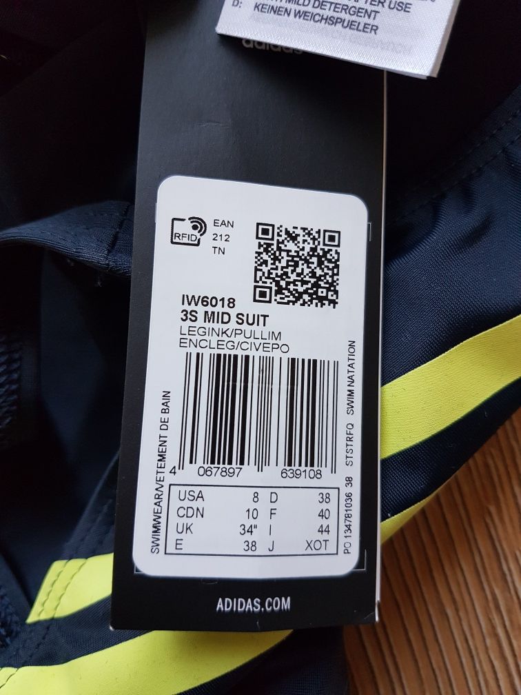 M 38 adidas MID 3-stripes swimsuit strój kąpielowy jednoczęściowy