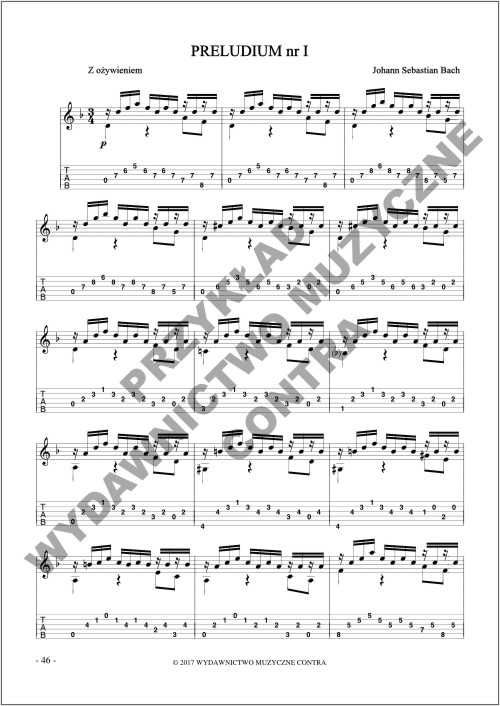 Łatwy Bach na gitarę fingerpicking (nuty + tabulatury)