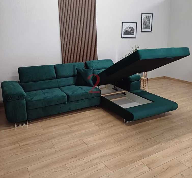 Narożnik ALEX Rogówka Kanapa Sofa Rozkładana do Salonu USB+GRATIS