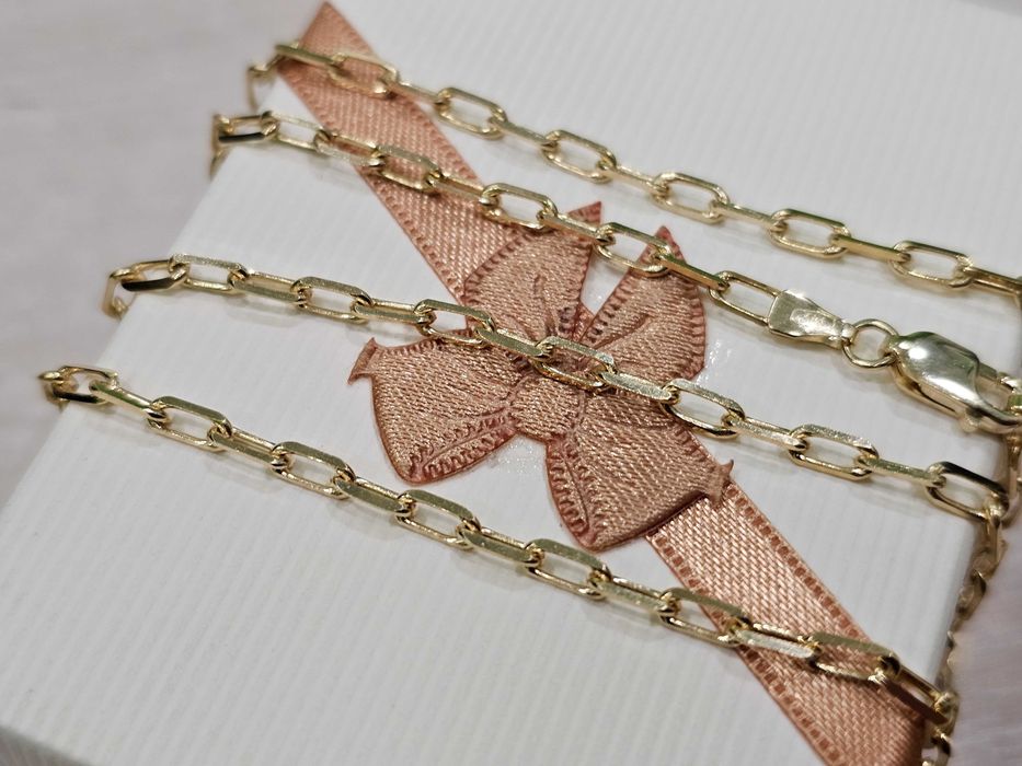 Złoty łańcuszek ankier z większych pełnych ogniw PR 585 55 cm