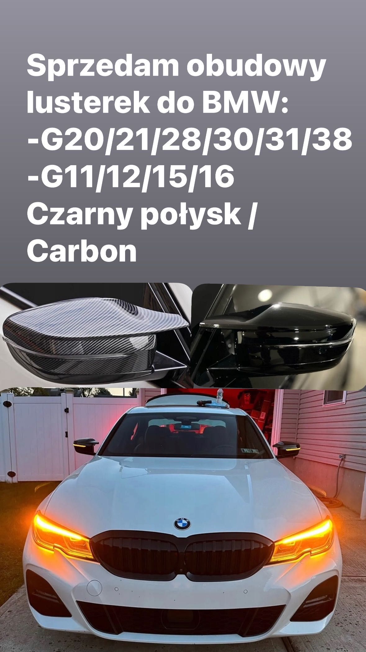 Obudowy Lusterek Lusterka Czarny Carbon BMW Wszystkie Modele M PAK FV