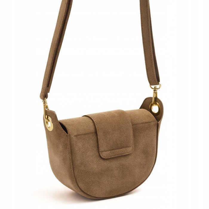 Zamszowa Torebka Damska LAURA BIAGGI Listonoszka Skóra Czekoladowa