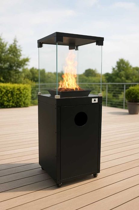 Ogrzewacz Tarasowy Gazowy Kominek Lava Rocks 8kW Czarny