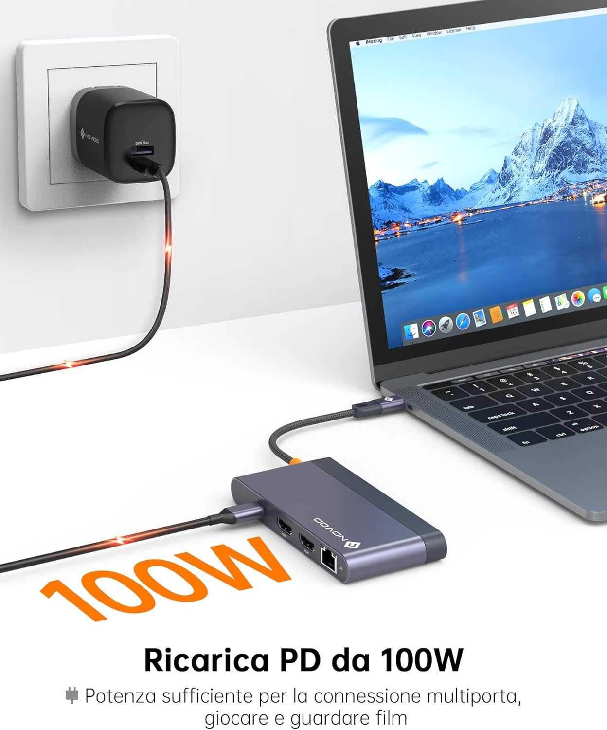 Stacja dokująca USB-C 8w1 NOVOO NHM8D-141F z 2x HDMI 4K 60Hz