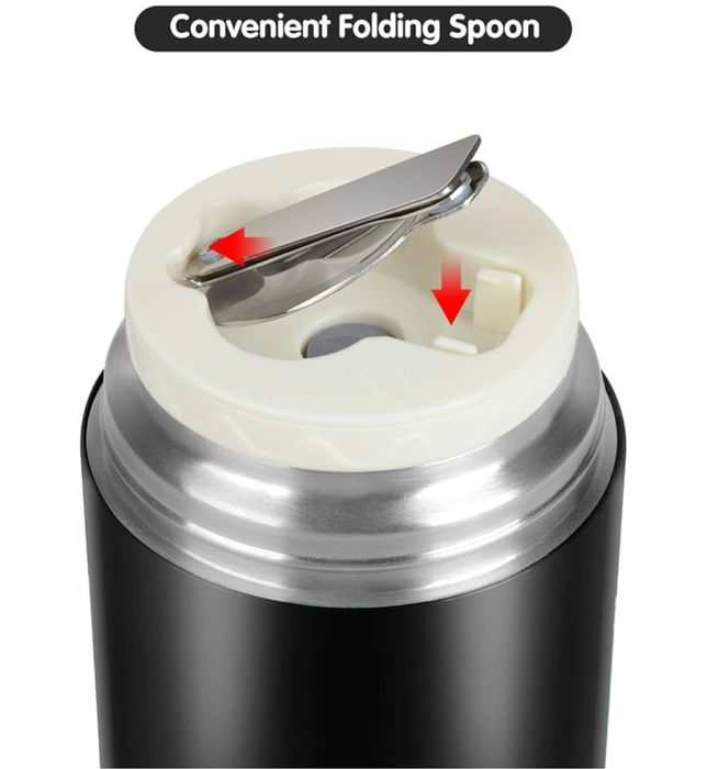 Pojemnik termiczny, termos na zupę, stal nierdzewna 450ml czarny