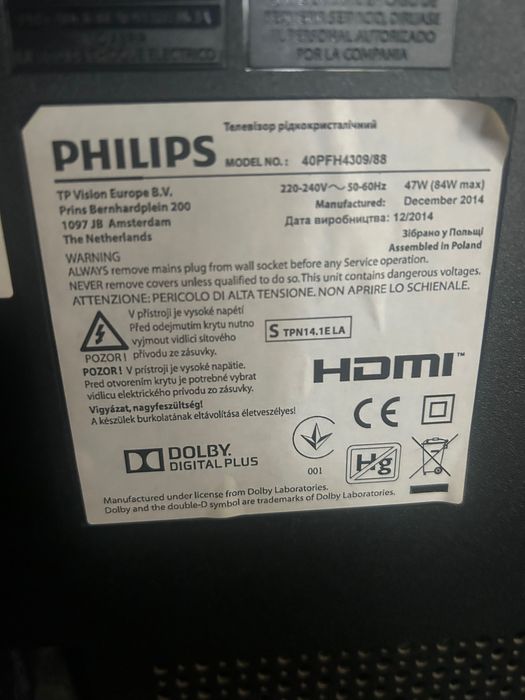 Telewizor Philips 40 cali 40pfh4309/88 full HD 60hz Dolby digital plus