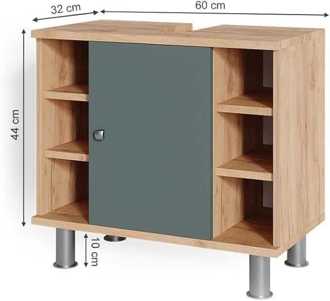Vicco Szafka pod umywalkę  Złoty dąb energetyczny/Zielony, 60 x 54 cm