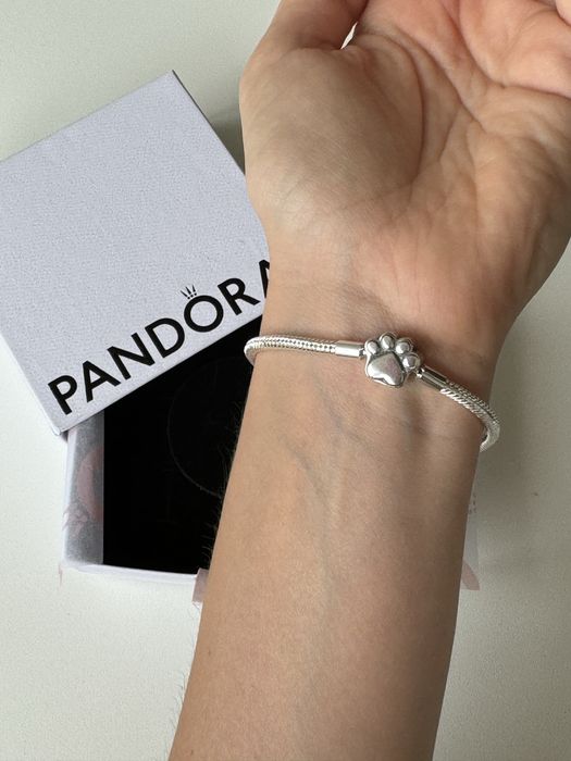 Жіночий срібний браслет пандора Pandora з лапкою розмір 16 17 18 20 21