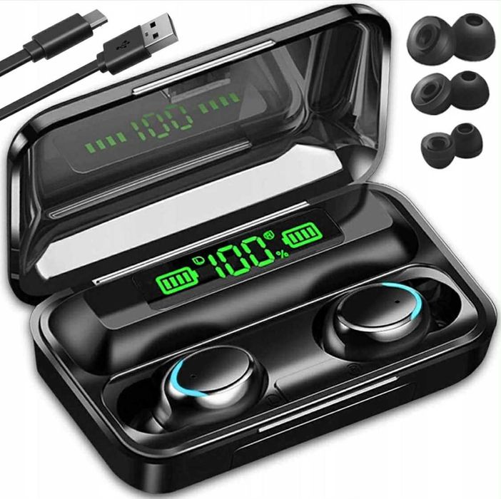SŁUCHAWKI bezprzewodowe douszne bluetooth z etui powerbank I dotykiem