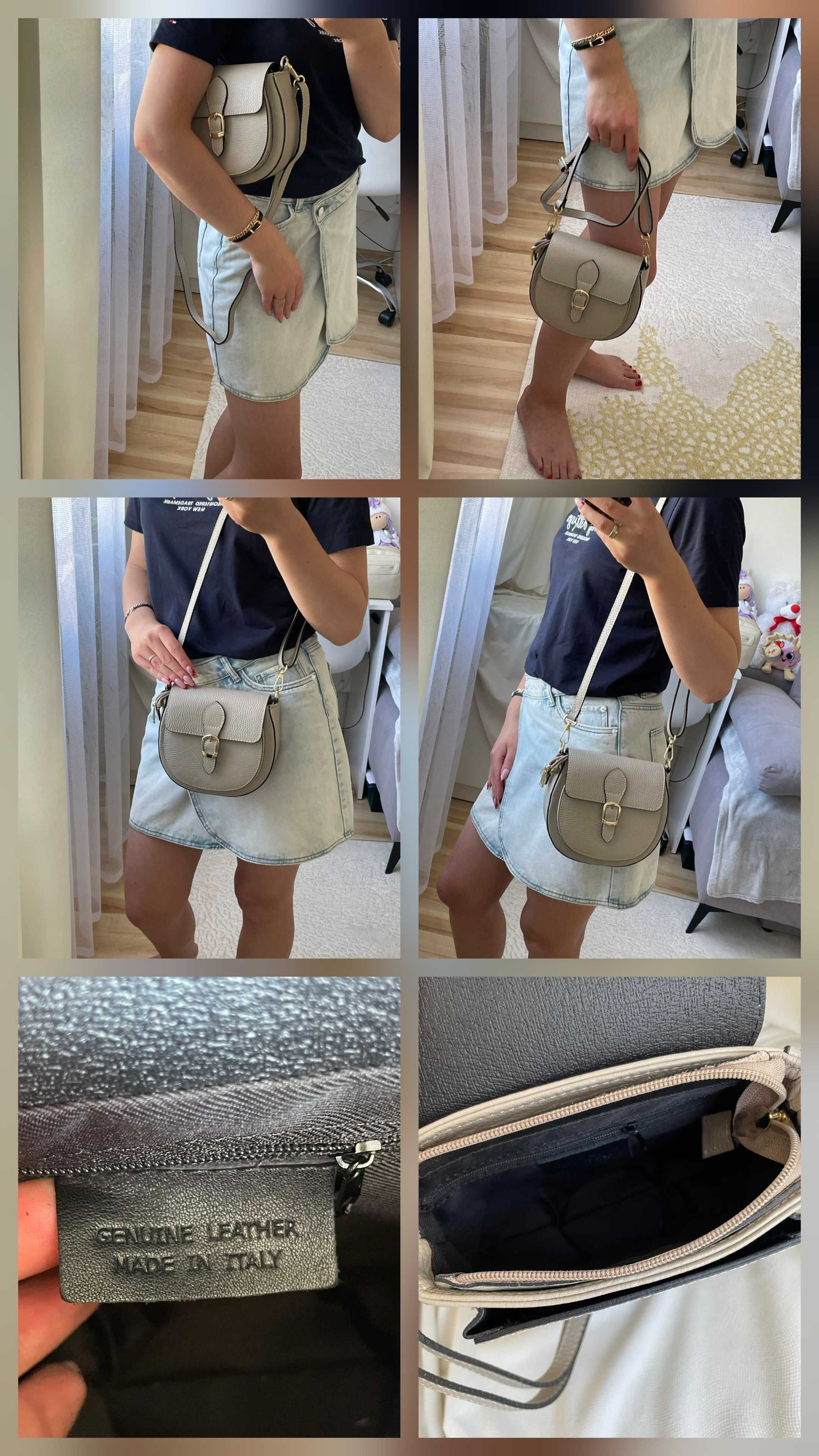 Nowa damska skórzana torebka listonoszka Made in Italy Genuine Leather