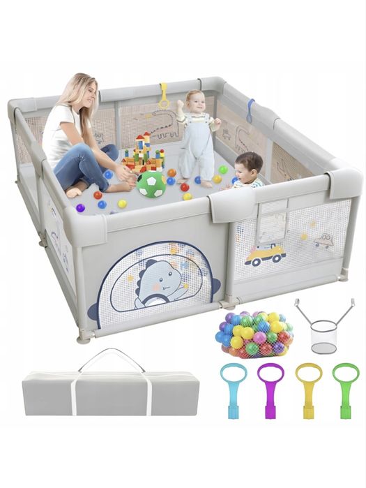 Kojec dla niemowląt 180 x 200 cm szary dla dzieci