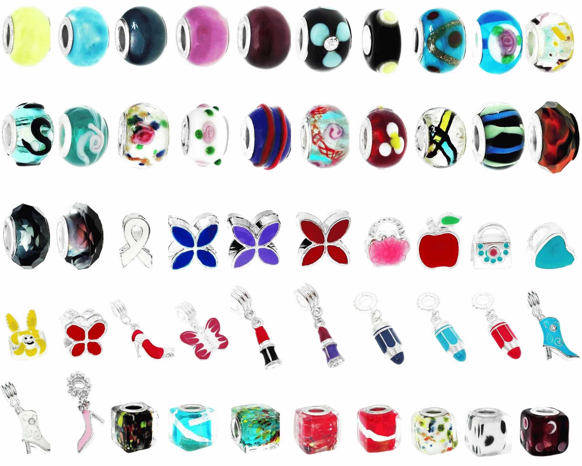 Zawieszki Beads mix wzorów kolorów zestaw 50 zawieszek do bransoletek