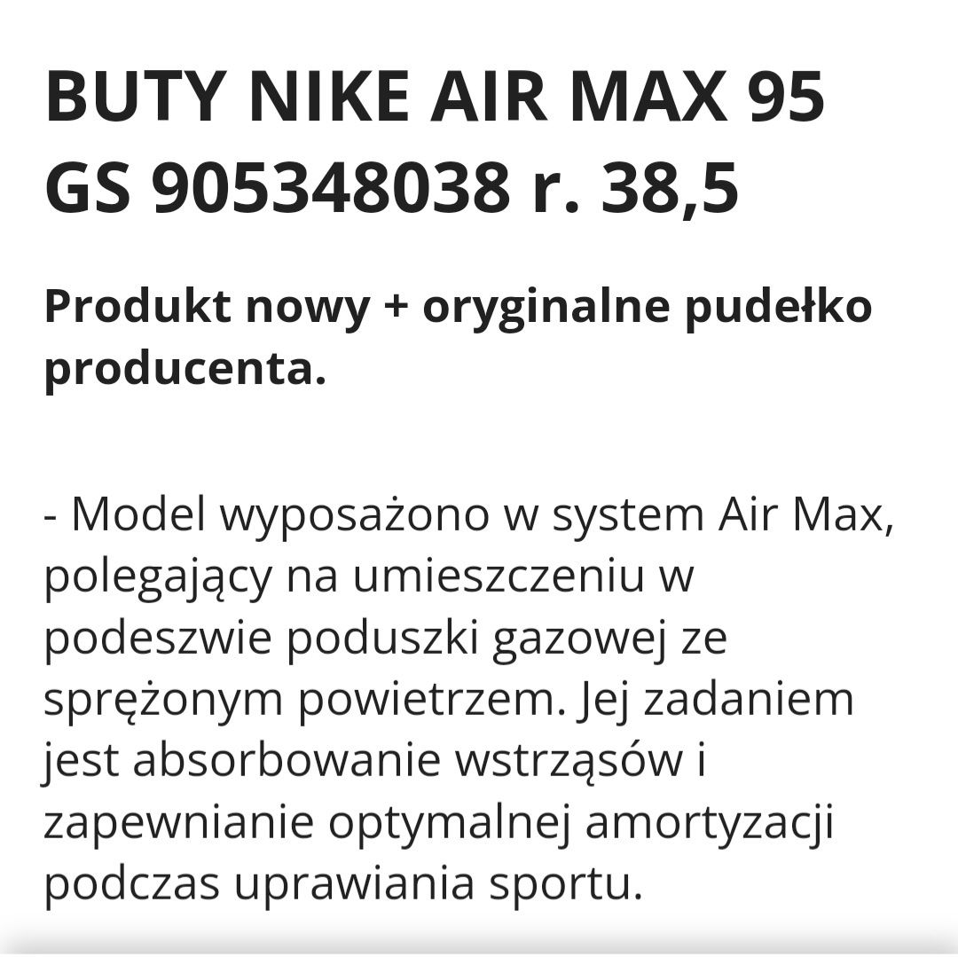 Buty Nike Air Max 95 roz 38,5 NOWE!!!