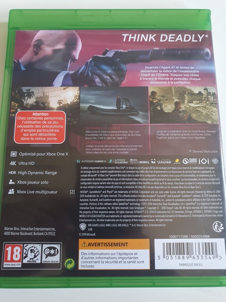 Oryginalna Gra Hitman 2 Xbox One